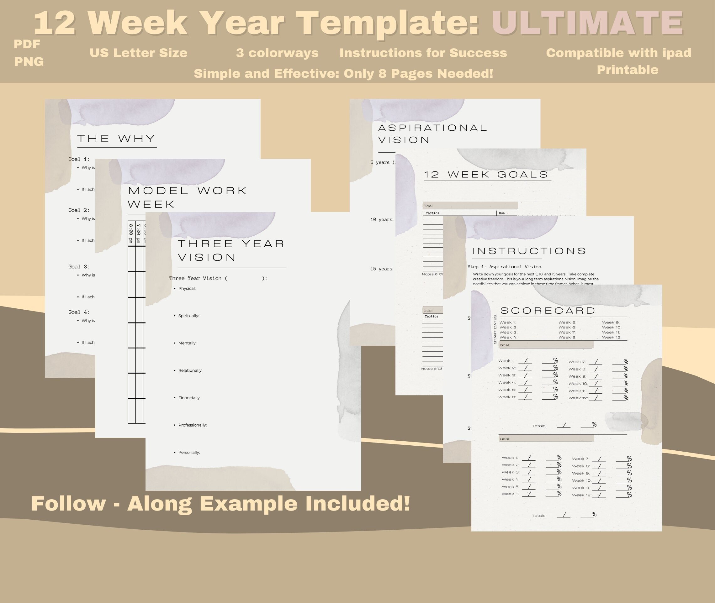12 Week Year Planning Template Guide For Planner Sprint Etsy UK