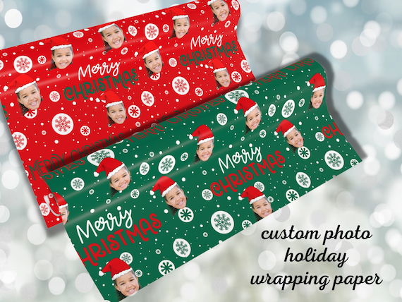  Customized Face Gift Wrapping Paper, Merry Christmas