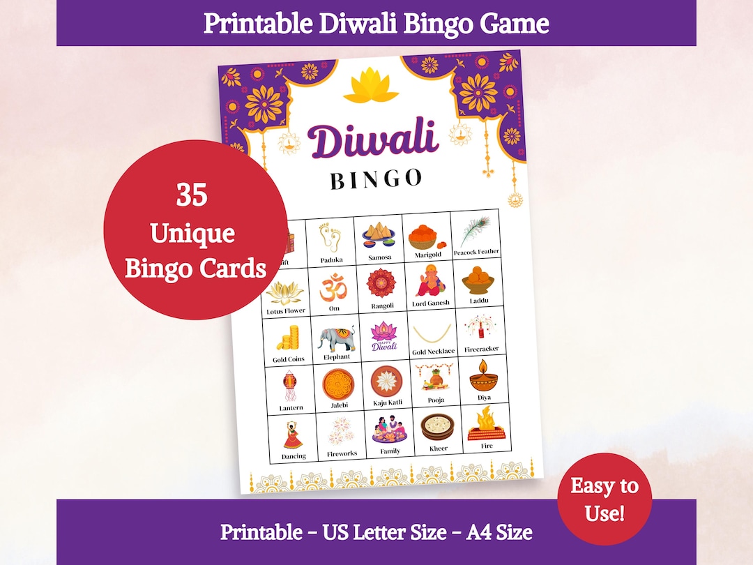 Diwali Bingo Game: Printable Family Fun, Classroom Activity (PDF ...