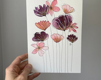 A5 watercolour flower painting
