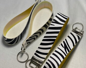 Wristlet Key Fob | Zebra Print Wristlet | Gift for Her | Key Fob | Keychain Fob | Wrist Keychain