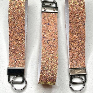 Portachiavi da polso / Portachiavi da polso con glitter arancione / Regalo per lei / Portachiavi / Portachiavi / Portachiavi da polso