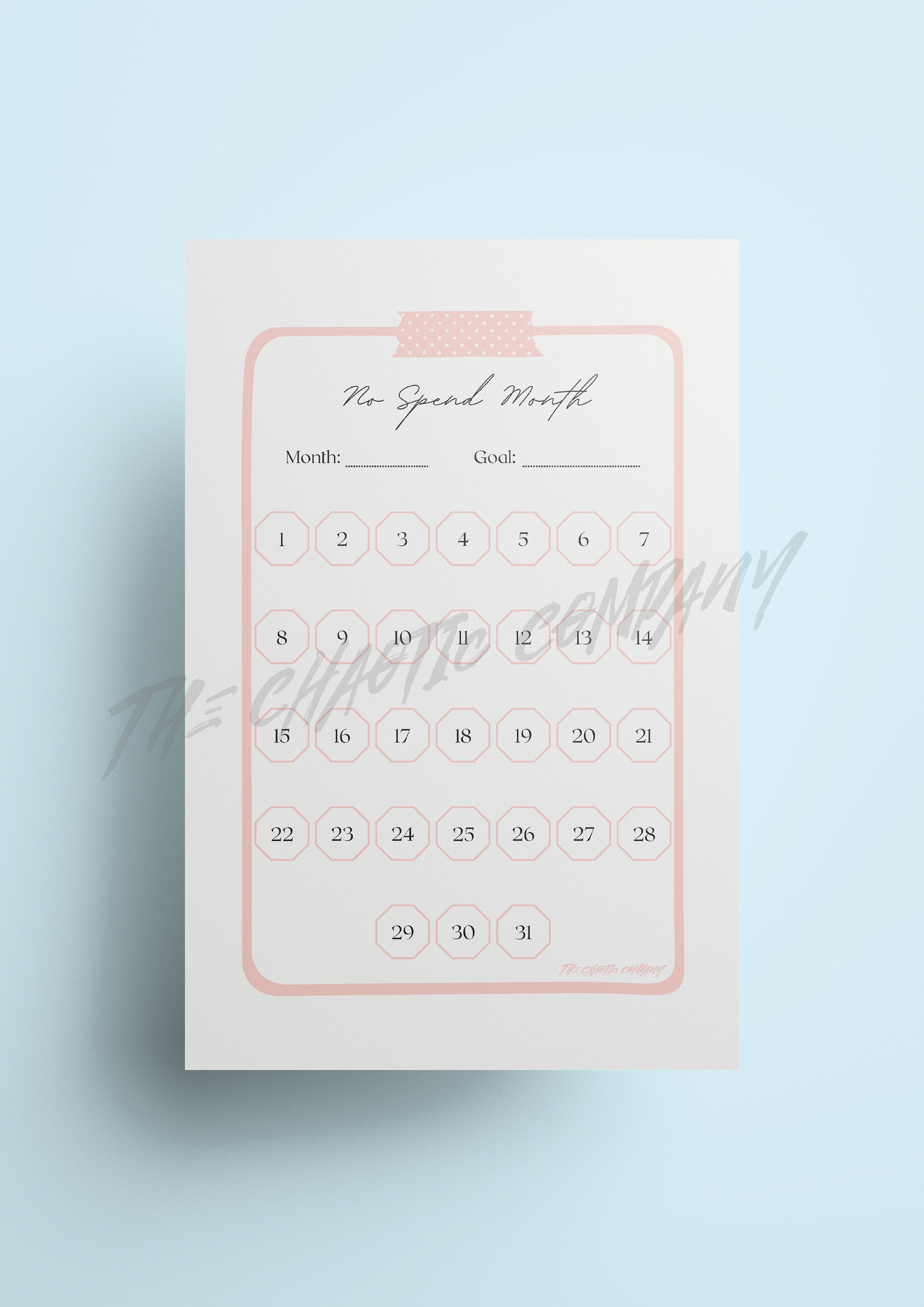 Printable No Spending Month Challenge Financial Savings Plan Etsy
