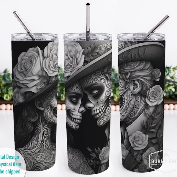 Day Of The Dead Tumbler Wrap Design - Dia de los muertos 20 oz Skinny Tumbler Wrap Sublimation PNG design - Instant Download PNG File