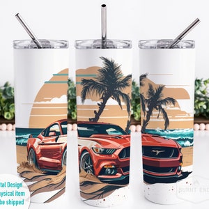 Mustang Tumbler Wrap Design - 20 oz Skinny Sublimation Design - Instant Download PNG File