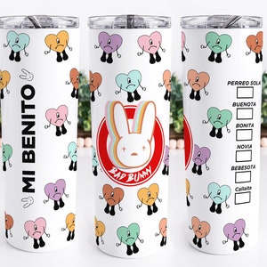 Bad Bunny Valentines Tumbler Wrap, Archivo de descarga digital, 20 oz Skinny Tumbler Wrap PNG