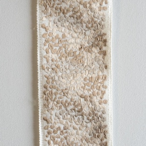Designer Schumacher Taupe embroidered speckle fabric tape/trim by the yard