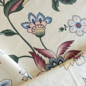 Vintage Waverly floral toile purple, blue on cream upholstery fabric by the yard