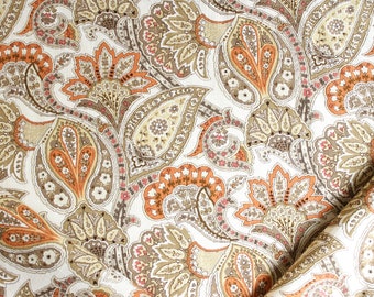 RM Coco 2247Cb in Apricot, floral paisley linen blend fabric by the yard