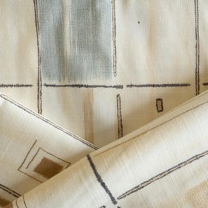 Vintage abstract cream rectangular decorator fabric remnant four yards