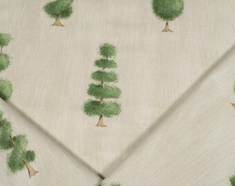 Vintage Osborne and Little  "Secret Garden" green and beige tree print by the yard