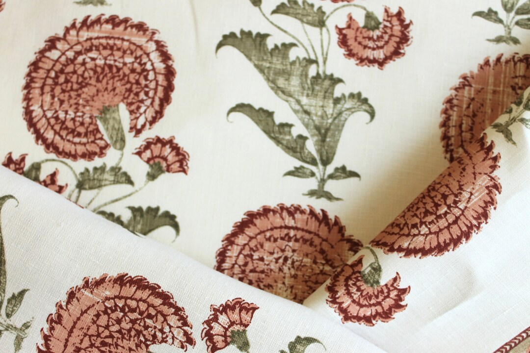 Jasper Indian Flower Hemp Floral Fabric by the Yard Designer - Etsy