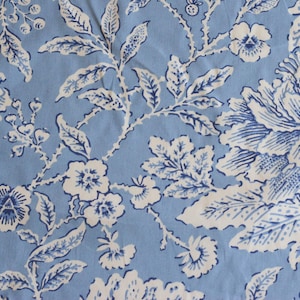Duralee blue and white floral print  fabric by the yard
