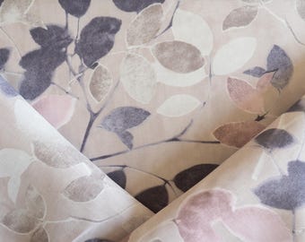 Coral Fabrics Jonquil Ash Rose floral leaf print upholstery fabric by the yard