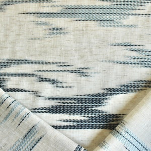 Kovi Fabrics Ocean Blue and White abstract embroidered wide width sheer fabric by the yard
