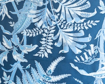 Brunschwig & Fils Seychelles Cotton Print Navy Fabric by the yard