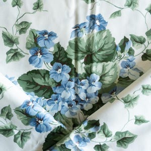 Vintage Waverly Schumacher blue, green and white floral upholstery fabric by the yard