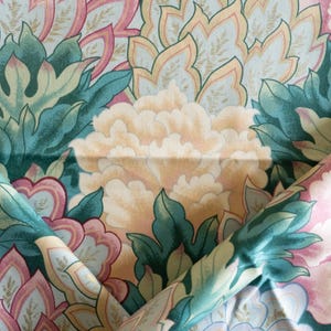 Vintage pink, yellow and green floral fabric remnant two yards