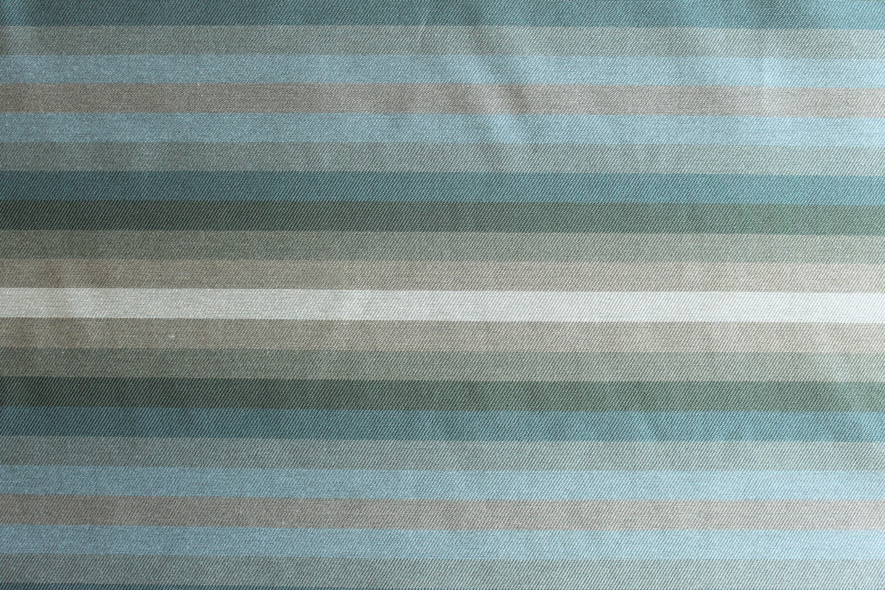 Blue and Green Striped Upholstery Fabric by the Yard, Pillow Covers