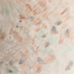 Vintage multicolored pastel floral pattern semi-sheer curtain fabric