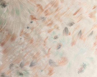 Vintage multicolored pastel floral pattern semi-sheer curtain fabric
