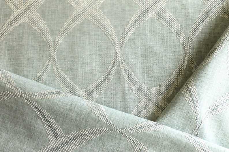 Unique Fine Fabrics Fontana in color Aura, embroidered fabric by the yard image 1