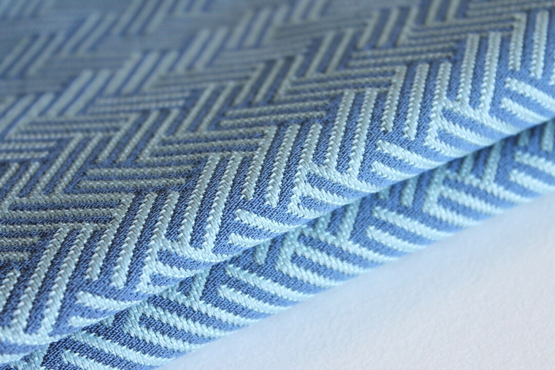 Blue Herringbone Upholstery Fabric by the Yard Pillow Covers Etsy