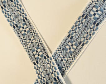 Designer Schumacher Brimfield blue fabric tape trim by the yard