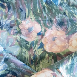Vintage abstract floral upholstery fabric remnant one yard