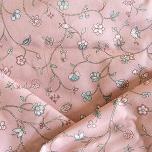 Vintage Waverly rosa Blumen Toile Rebe Möbelstoff Rest 1 Meter