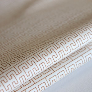 Cream and burnt orange geometric patterned fabric by the yard, pillow covers, custom pillow covers, custom bench cushion cover