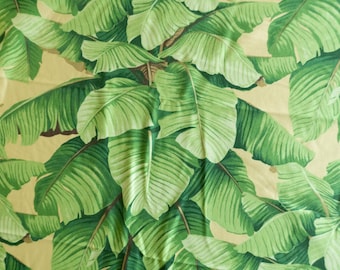 Duralee "Blanche" decorative yellow palm tree fabric by the yard