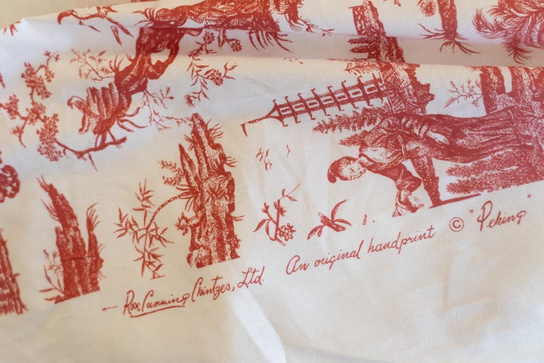 Peking Pattern Designer Peking Toile Ruby Red Cotton Fabric by the Yard - Etsy