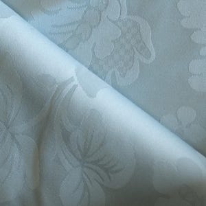 Light blue floral Damask drapery and upholstery fabric remnant one yard