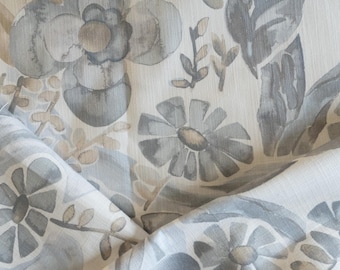 Kravet Design Faerie Pacific by Barbara Barry Gray and White Multipurpose cotton blend fabric remnant 1 yard