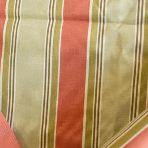 Vintage red and green striped upholstery fabric remnant one yard