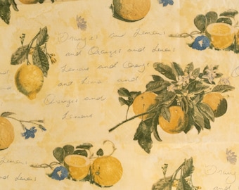 Vintage Waverly lemons and oranges toile fabric by the yard