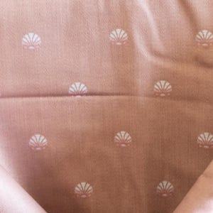 Vintage pink seashell patterned upholstery fabric remnant four yards