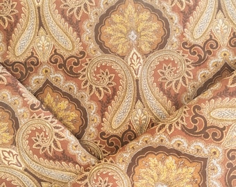 vintage red and gold abstract fabric by the yard