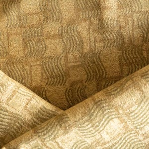 Vintage abstract gold square design upholstery fabric remnant 1 yard