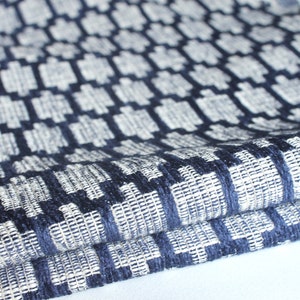 Geometric navy blue upholstery fabric by the yard