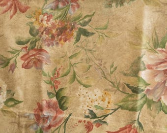 Vintage Mill Creek floral braun, grün und rot Stoffrest zwei Meter