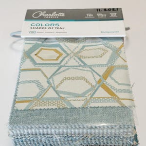Retired Charlotte fabrics shades of teal textured fabric sample book over 50 fabric samples for crafts