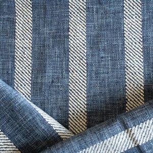 Designer Pindler Wynn Indigo striped upholstery fabric remnant 34&quot; by 54&quot;