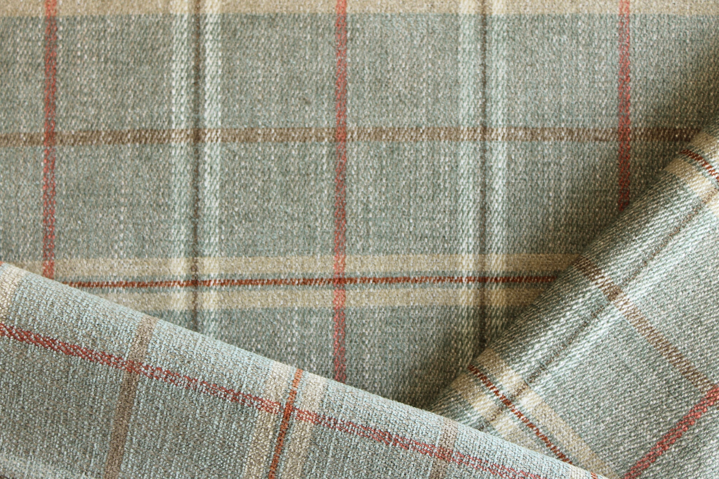 Bluegreen Plaid Chenille Upholstery Fabric by the Yard Etsy