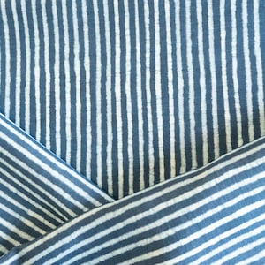 Lee Jofa &quot;Bandol&quot; navy and white striped Indoor/Outdoor fabric remnant 1 yard