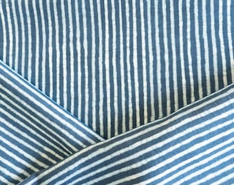 Lee Jofa "Bandol" navy and white striped Indoor/Outdoor fabric remnant 1 yard