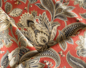 Vintage Mill Creek Valdosta Jacobean Floral Rot und Braune Stoff Schüttgut