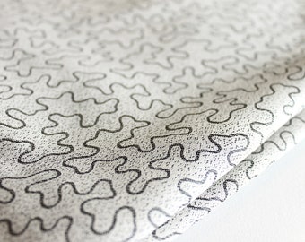 Vintage gray and black abstract patterned fabric by the yard