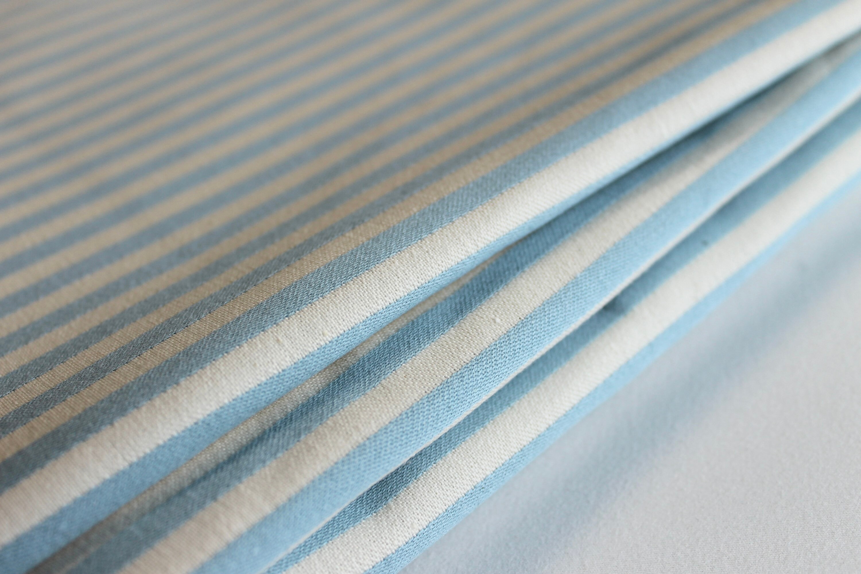 Blue and Cream Striped Upholstery Fabric by the Yard Pillow Etsy
